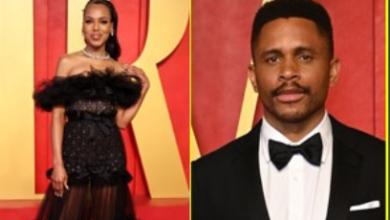 “Glamorous Duo: Kerry Washington and Nnamdi Asomugha Shine at the 2024 Vanity Fair Oscar Party”